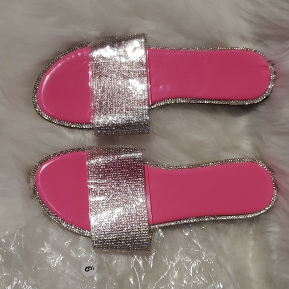 ❤️❤️ Neon Pink✨️✨️ Blingy Slip in Sandal Summer ready - Picture 1 of 5